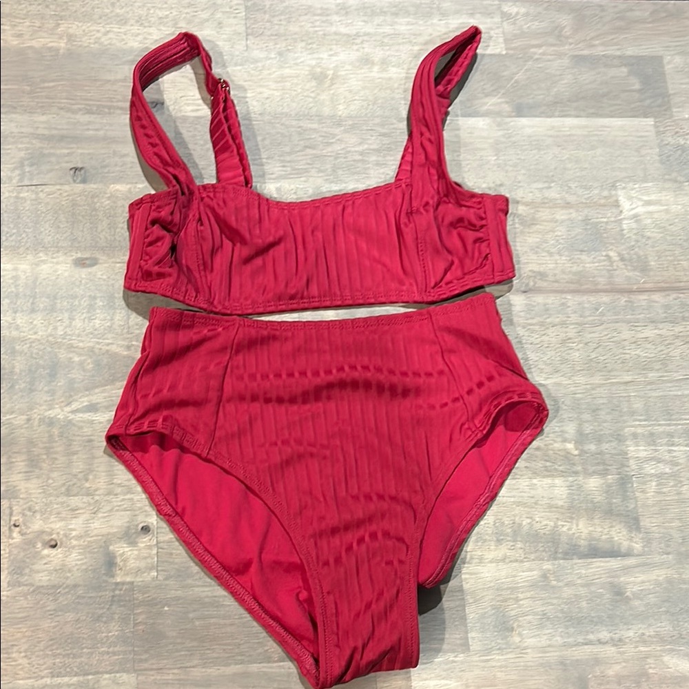 Stylish Red Two-Piece Swimsuit